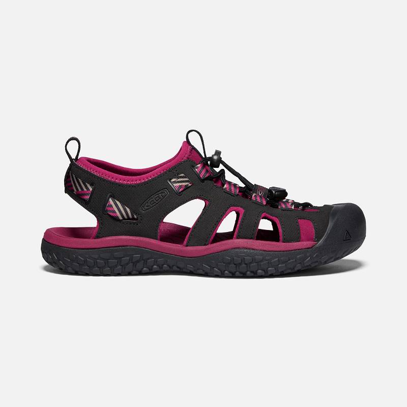 Keen SOLR Trekkingsandalen Damen DE-80962 Raspberry Wine/Black - Keen Damenschuhe Schwarz / Rot